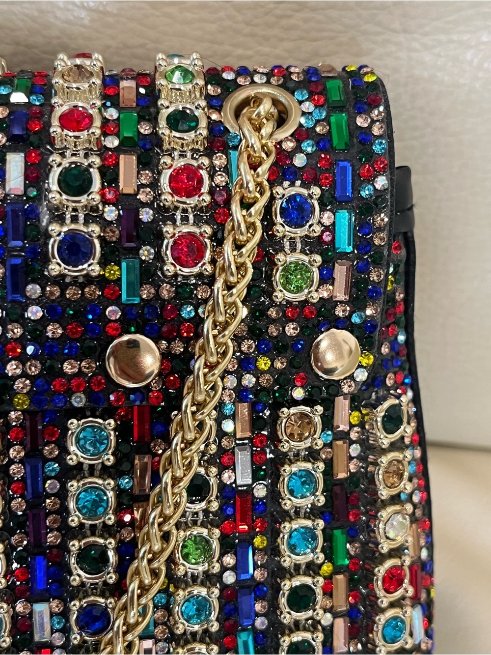 LaurenLorraine Celine Jeweled Shoulder Crossbody Bag Multicolor Chain Strap - Picture 4 of 14